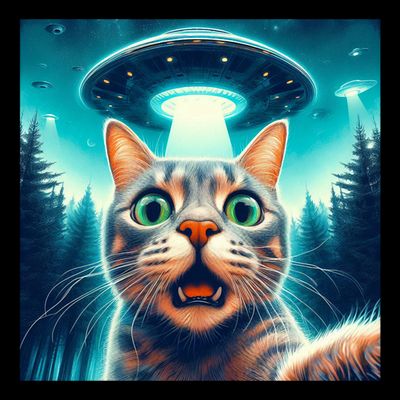Cat Selfie With Ufo Cat Lover Meme T-Shirt
