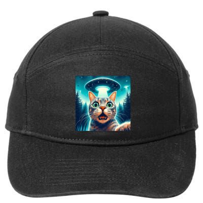 Cat Selfie With Ufo Cat Lover Meme 7-Panel Snapback Hat