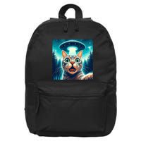 Cat Selfie With Ufo Cat Lover Meme 16 in Basic Backpack