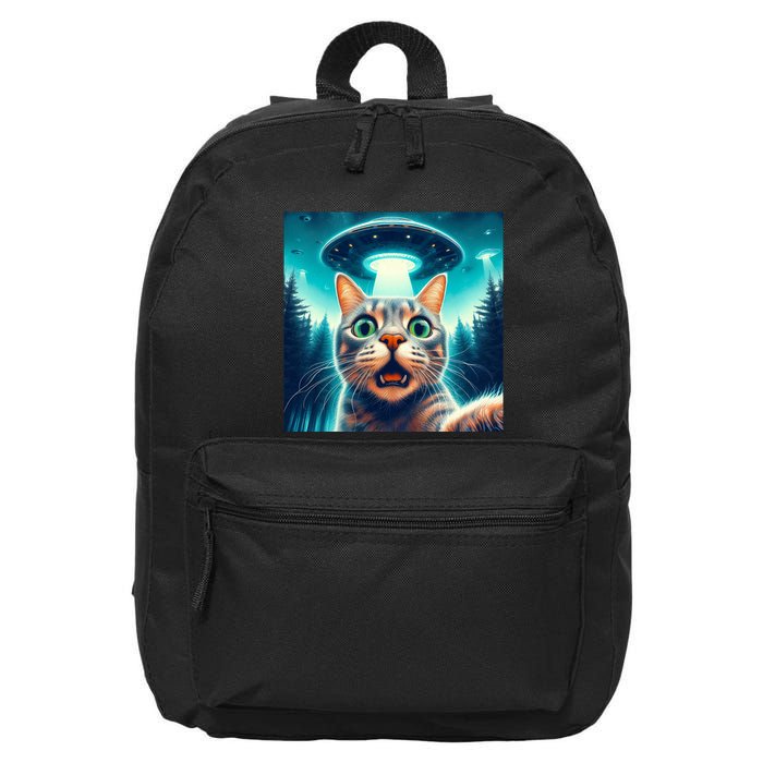 Cat Selfie With Ufo Cat Lover Meme 16 in Basic Backpack