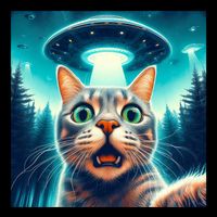 Cat Selfie With Ufo Cat Lover Meme 16 in Basic Backpack