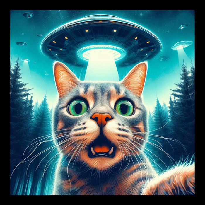 Cat Selfie With Ufo Cat Lover Meme 16 in Basic Backpack