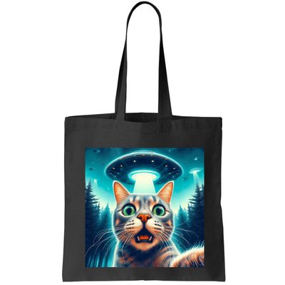 Cat Selfie With Ufo Cat Lover Meme Bag