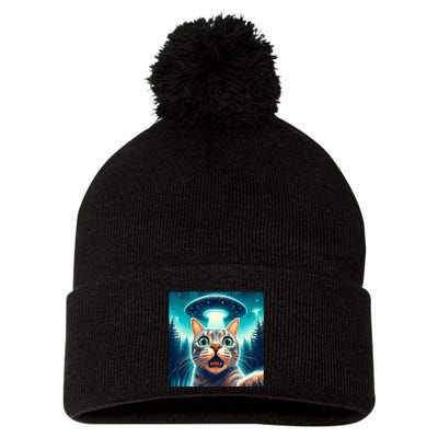 Cat Selfie With Ufo Cat Lover Meme Pom Pom 12in Knit Beanie