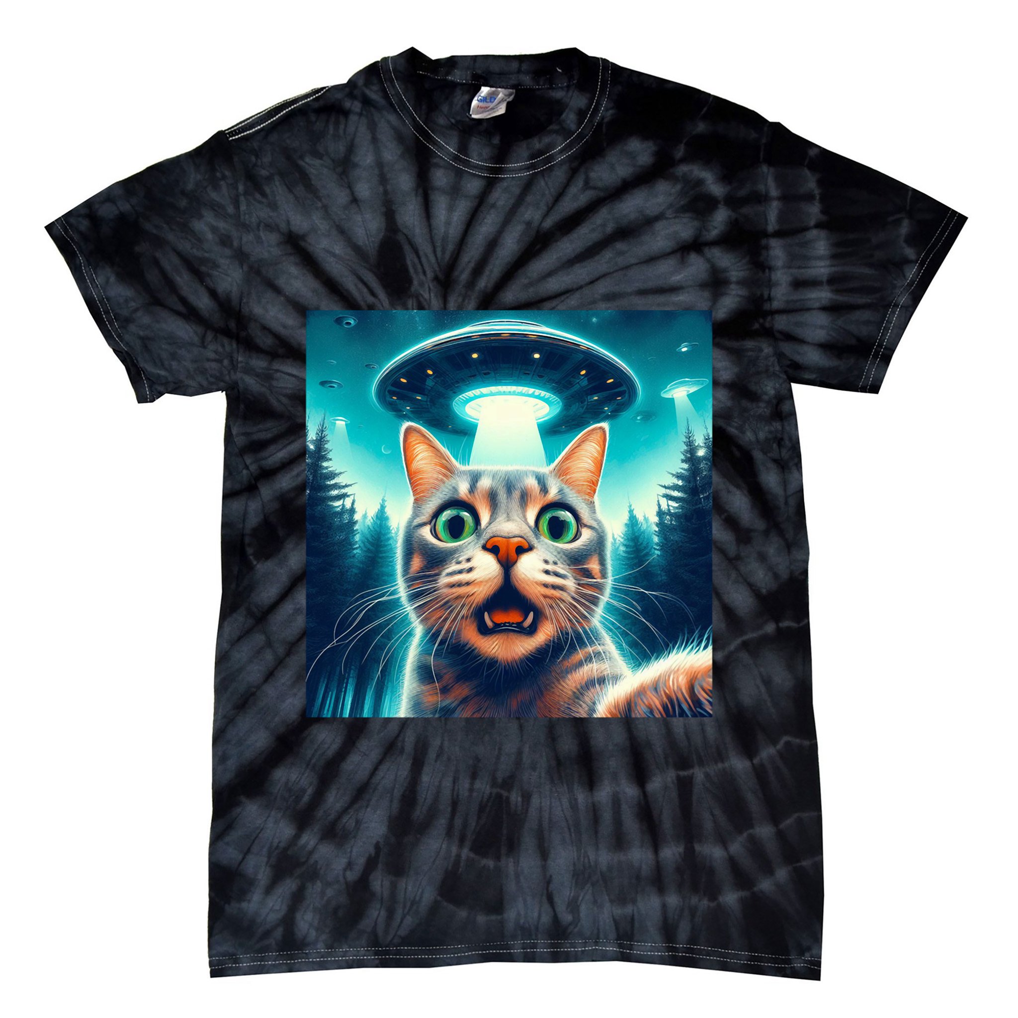 Cat Selfie With Ufo Cat Lover Meme Tie-Dye T-Shirt