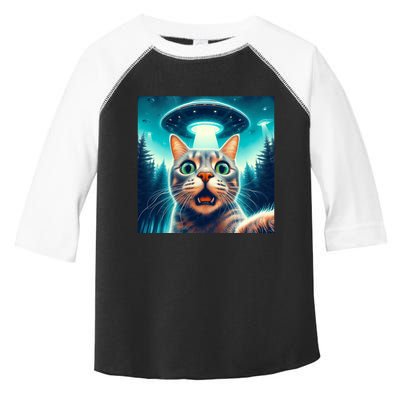 Cat Selfie With Ufo Cat Lover Meme Toddler Fine Jersey T-Shirt