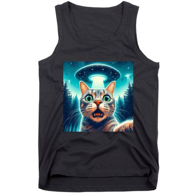 Cat Selfie With Ufo Cat Lover Meme Tank Top
