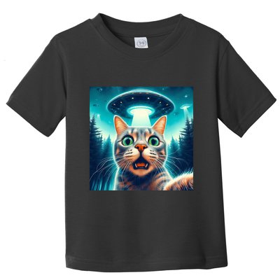 Cat Selfie With Ufo Cat Lover Meme Toddler T-Shirt