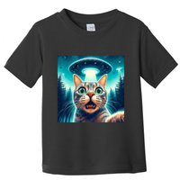 Cat Selfie With Ufo Cat Lover Meme Toddler T-Shirt