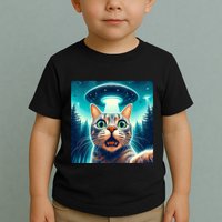 Cat Selfie With Ufo Cat Lover Meme Toddler T-Shirt