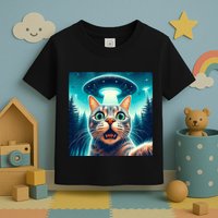 Cat Selfie With Ufo Cat Lover Meme Toddler T-Shirt