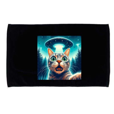 Cat Selfie With Ufo Cat Lover Meme Microfiber Hand Towel