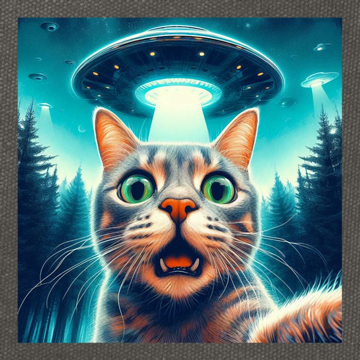 Cat Selfie With Ufo Cat Lover Meme Cotton Canvas Backpack