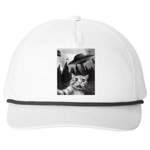 Cat Selfie With Alien UFO Funny Cat Lovers Spaceship Gift Snapback Five-Panel Rope Hat