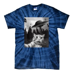 Cat Selfie With Alien UFO Funny Cat Lovers Spaceship Gift Tie-Dye T-Shirt