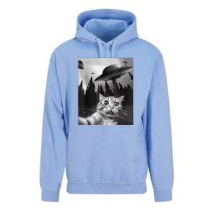 Cat Selfie With Alien UFO Funny Cat Lovers Spaceship Gift Unisex Surf Hoodie