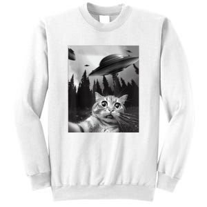 Cat Selfie With Alien UFO Funny Cat Lovers Spaceship Gift Sweatshirt