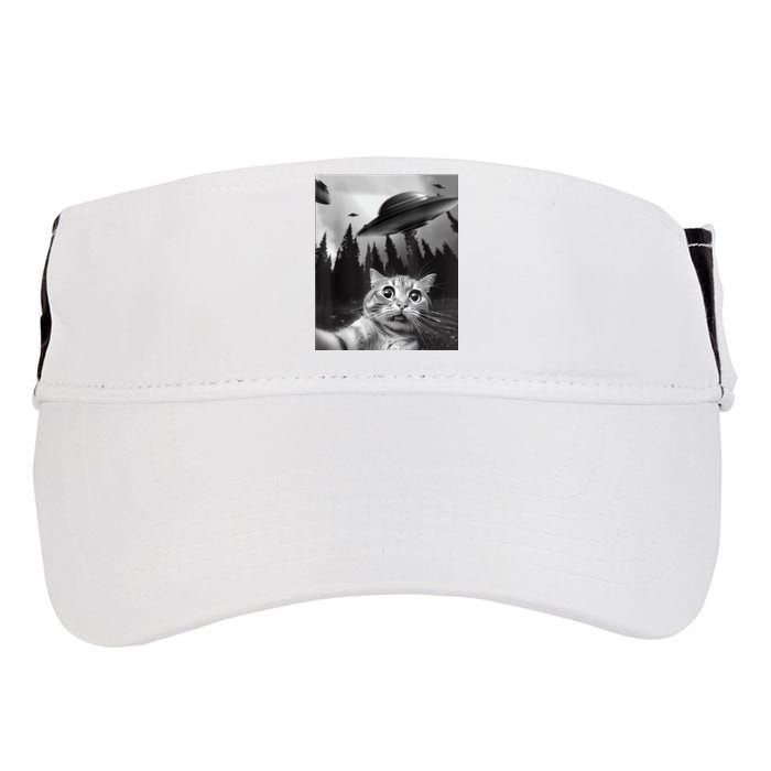 Cat Selfie With Alien UFO Funny Cat Lovers Spaceship Gift Adult Drive Performance Visor