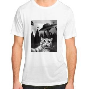 Cat Selfie With Alien UFO Funny Cat Lovers Spaceship Gift Adult ChromaSoft Performance T-Shirt