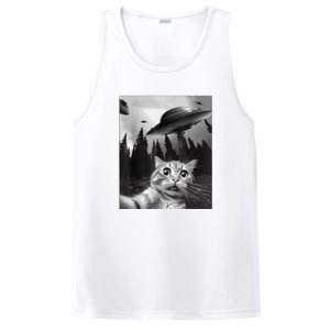 Cat Selfie With Alien UFO Funny Cat Lovers Spaceship Gift PosiCharge Competitor Tank