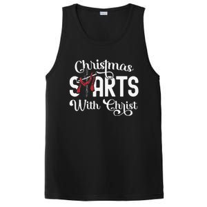 Christmas Starts With Christ Cross Jesus Christian PosiCharge Competitor Tank