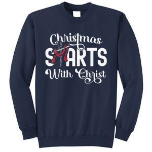 Christmas Starts With Christ Cross Jesus Christian Sweatshirt