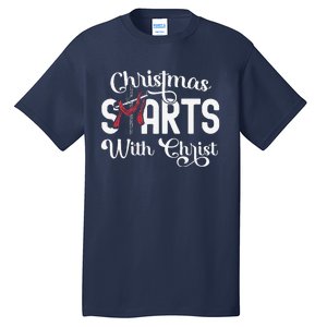 Christmas Starts With Christ Cross Jesus Christian Tall T-Shirt