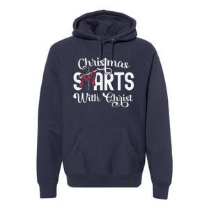 Christmas Starts With Christ Cross Jesus Christian Premium Hoodie