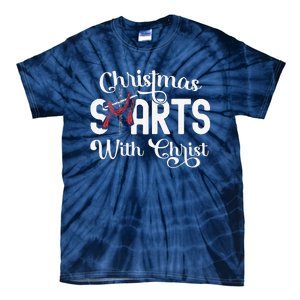 Christmas Starts With Christ Cross Jesus Christian Tie-Dye T-Shirt