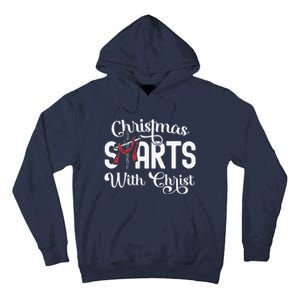 Christmas Starts With Christ Cross Jesus Christian Tall Hoodie