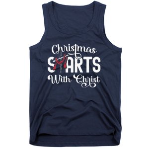 Christmas Starts With Christ Cross Jesus Christian Tank Top