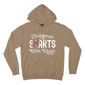 Christmas Starts With Christ Cross Jesus Christian Hoodie