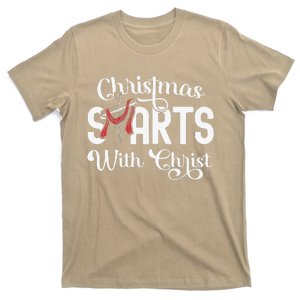 Christmas Starts With Christ Cross Jesus Christian T-Shirt