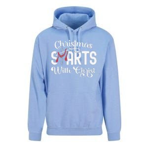 Christmas Starts With Christ Cross Jesus Christian Unisex Surf Hoodie