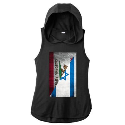 California Stands With Israeli Flag California Flag Ladies PosiCharge Tri-Blend Wicking Draft Hoodie Tank