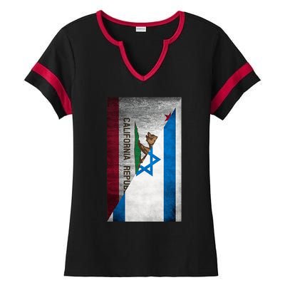 California Stands With Israeli Flag California Flag Ladies Halftime Notch Neck Tee