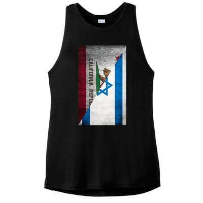 California Stands With Israeli Flag California Flag Ladies PosiCharge Tri-Blend Wicking Tank