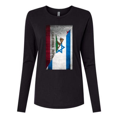 California Stands With Israeli Flag California Flag Womens Cotton Relaxed Long Sleeve T-Shirt