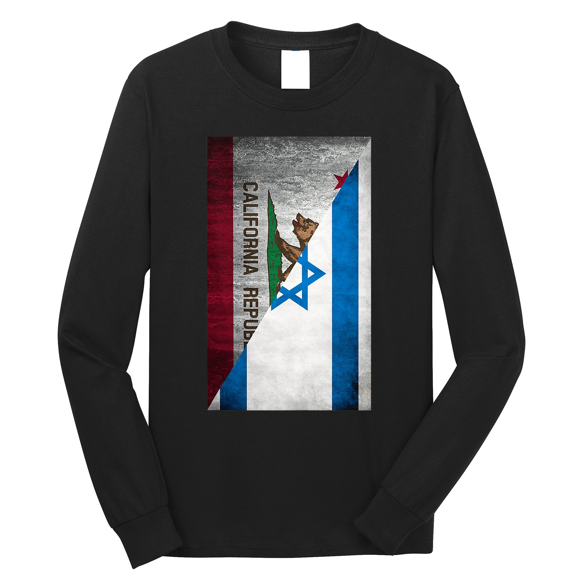 California Stands With Israeli Flag California Flag Long Sleeve Shirt