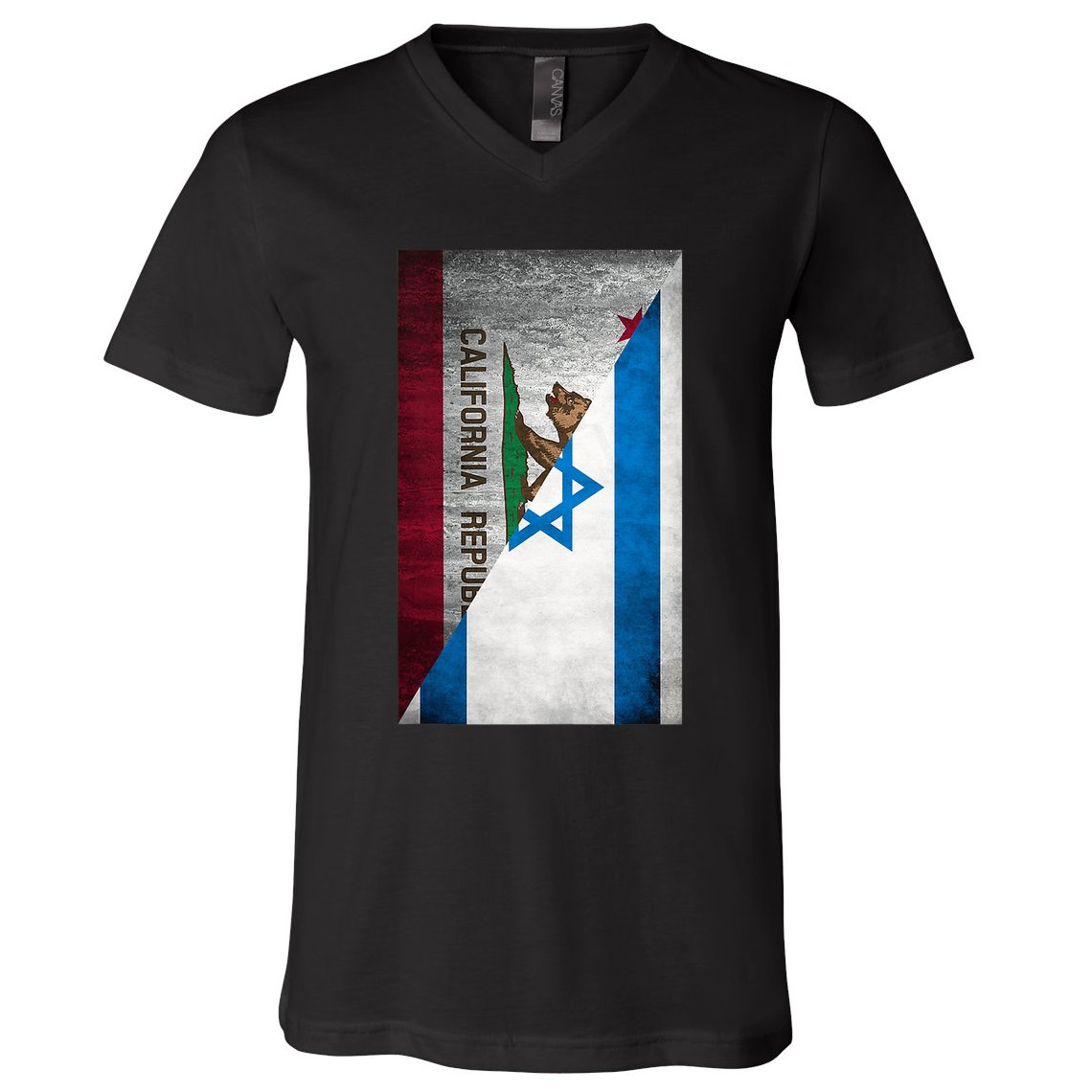 California Stands With Israeli Flag California Flag V-Neck T-Shirt