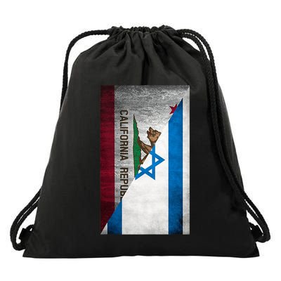 California Stands With Israeli Flag California Flag Drawstring Bag