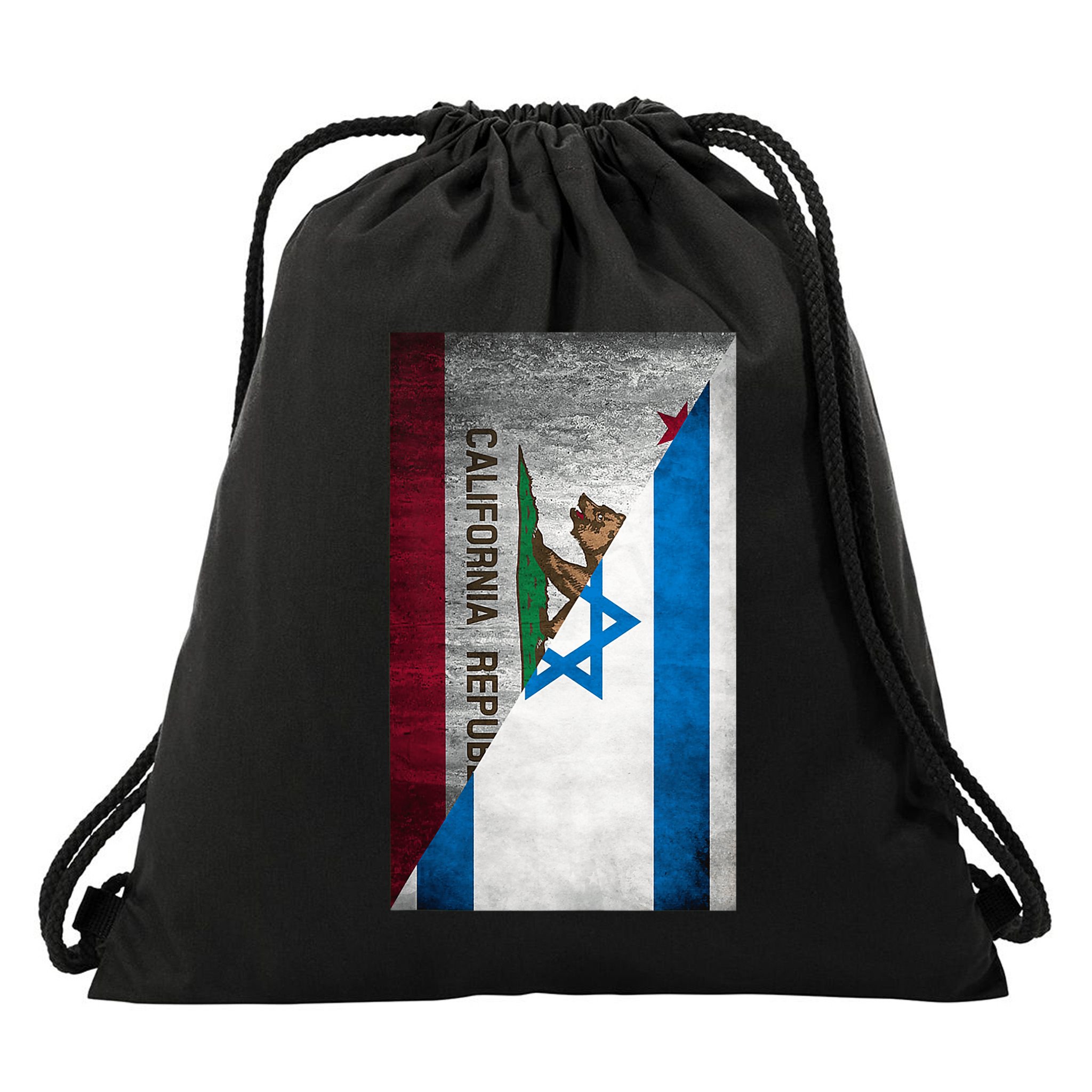 California Stands With Israeli Flag California Flag Drawstring Bag