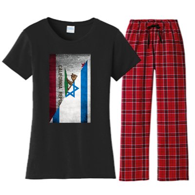 California Stands With Israeli Flag California Flag Women's Flannel Pajama Set