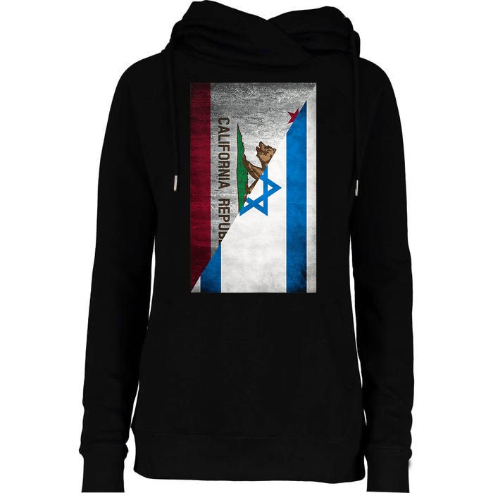 California Stands With Israeli Flag California Flag Womens Funnel Neck Pullover Hood