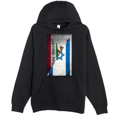 California Stands With Israeli Flag California Flag Premium Pullover Hoodie