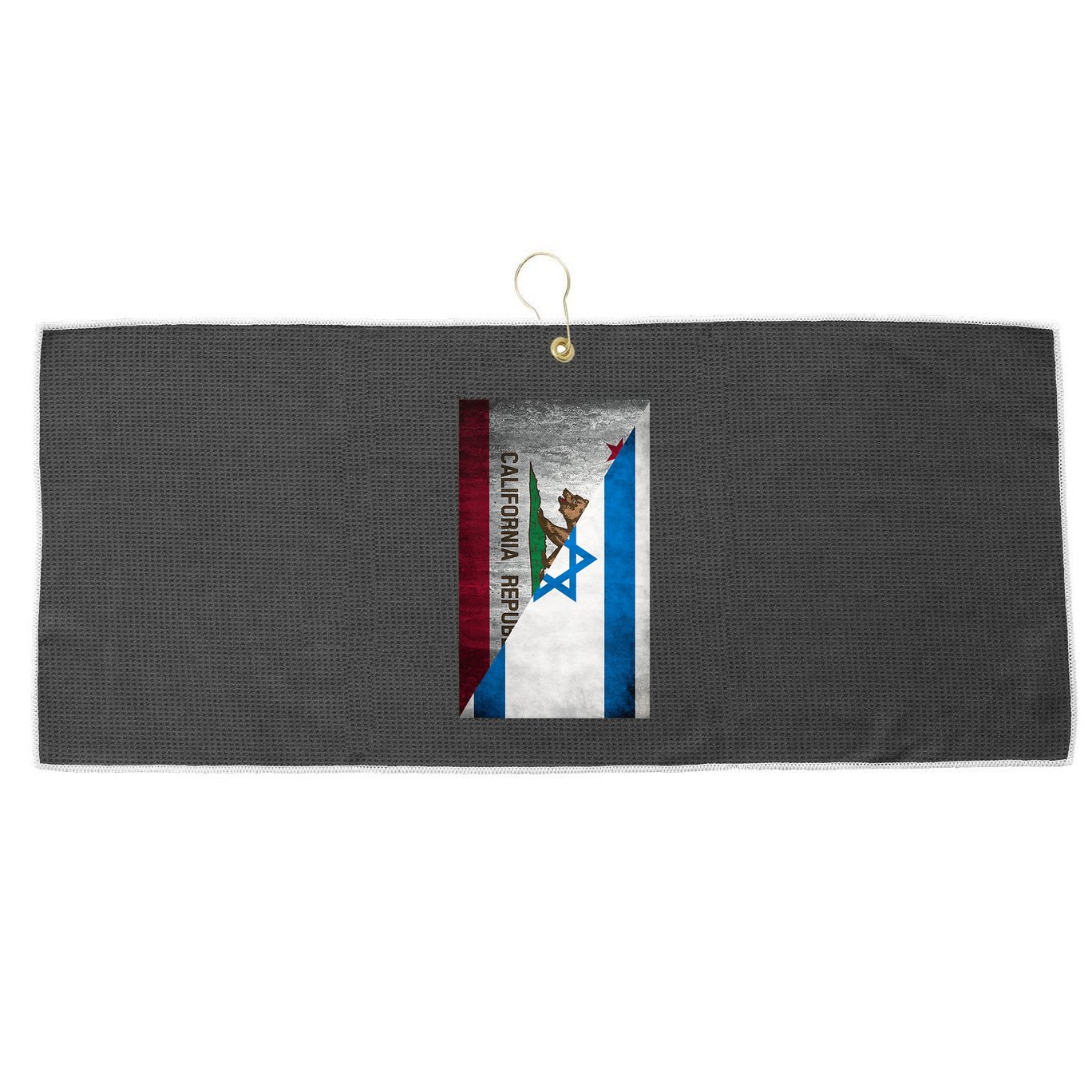 California Stands With Israeli Flag California Flag Large Microfiber Waffle Golf Towel