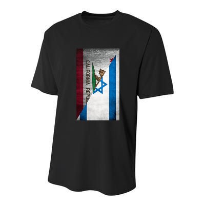 California Stands With Israeli Flag California Flag Youth Performance Sprint T-Shirt
