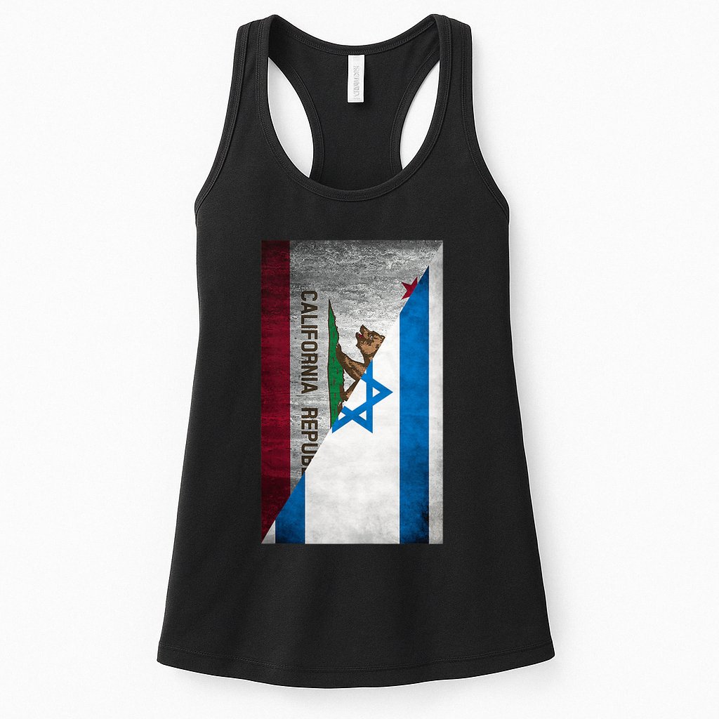 California Stands With Israeli Flag California Flag Womens Tank Top