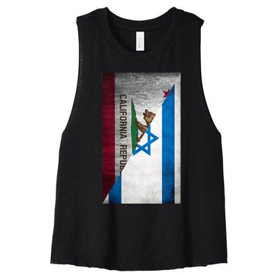 California Stands With Israeli Flag California Flag Women's Racerback Cropped Tank