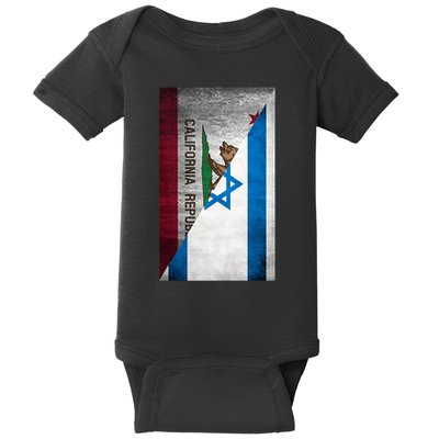 California Stands With Israeli Flag California Flag Baby Bodysuit